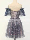 A-line Off-the-shoulder Tulle Short/Mini Homecoming Dresses With Ruffles #Favs020109961