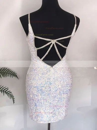 Sheath/Column V-neck Sequined Short/Mini Homecoming Dresses #Favs020109963