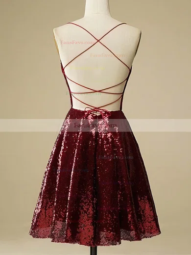 A-line Scoop Neck Sequined Short/Mini Homecoming Dresses #Favs020109964