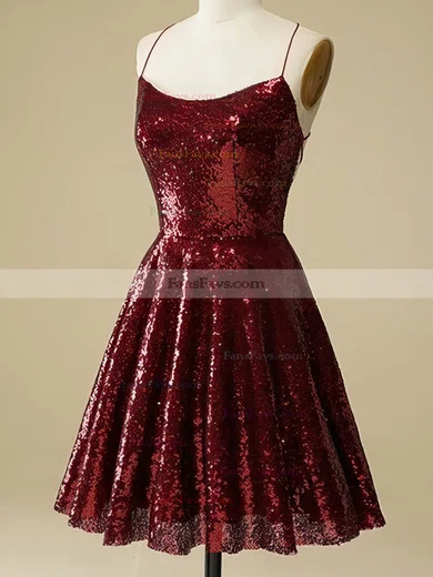 A-line Scoop Neck Sequined Short/Mini Homecoming Dresses #Favs020109964
