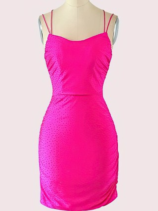 Sheath/Column Scoop Neck Silk-like Satin Short/Mini Homecoming Dresses With Beading #Favs020109965 Sheath/Column Scoop Neck Silk-like Satin Short/Mini Homecoming Dresses With Beading #Favs020109965