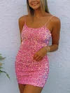 Sheath/Column Scoop Neck Sequined Short/Mini Homecoming Dresses #Favs020109966