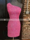 Sheath/Column One Shoulder Sequined Short/Mini Homecoming Dresses #Favs020109968
