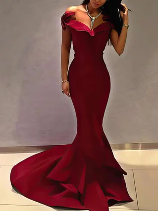 Trumpet/Mermaid Off-the-shoulder Satin Sweep Train Prom Dresses #Favs020105698 Trumpet/Mermaid Off-the-shoulder Satin Sweep Train Prom Dresses #Favs020105698