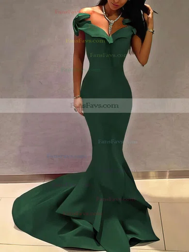 Trumpet/Mermaid Off-the-shoulder Satin Sweep Train Prom Dresses #Favs020105698