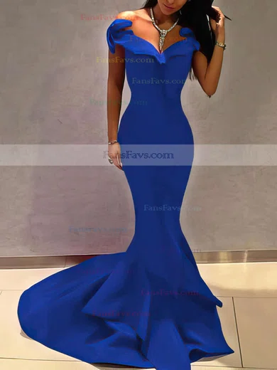 Trumpet/Mermaid Off-the-shoulder Satin Sweep Train Prom Dresses #Favs020105698