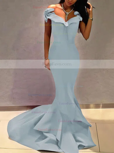 Trumpet/Mermaid Off-the-shoulder Satin Sweep Train Prom Dresses #Favs020105698
