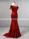 Trumpet/Mermaid Off-the-shoulder Satin Sweep Train Prom Dresses #Favs020105698