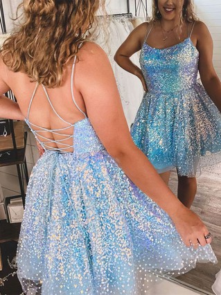 A-line Scoop Neck Sequined Short/Mini Homecoming Dresses #Favs020109987 A-line Scoop Neck Sequined Short/Mini Homecoming Dresses #Favs020109987