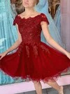 A-line Off-the-shoulder Tulle Short/Mini Homecoming Dresses With Lace #Favs020109988