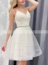 A-line V-neck Glitter Short/Mini Homecoming Dresses With Sashes / Ribbons #Favs020109993