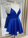 A-line V-neck Satin Short/Mini Homecoming Dresses #Favs020109997