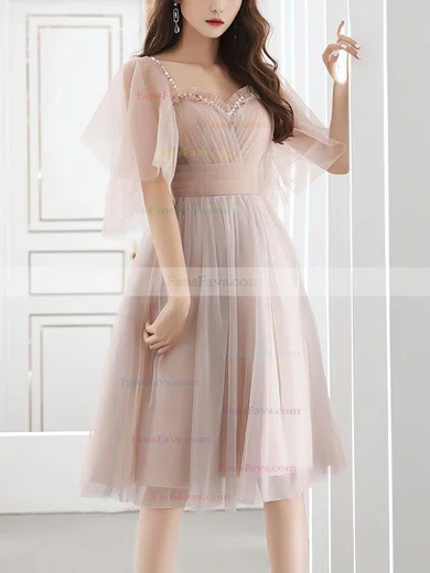 A-line Sweetheart Tulle Knee-length Homecoming Dresses With Crystal Detailing #Favs020110008