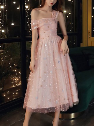 A-line Off-the-shoulder Tulle Knee-length Homecoming Dresses With Flower(s) #Favs020110016 A-line Off-the-shoulder Tulle Knee-length Homecoming Dresses With Flower(s) #Favs020110016