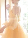 A-line V-neck Tulle Short/Mini Homecoming Dresses With Sashes / Ribbons #Favs020110020