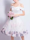 A-line Off-the-shoulder Tulle Knee-length Homecoming Dresses With Flower(s) #Favs020110022