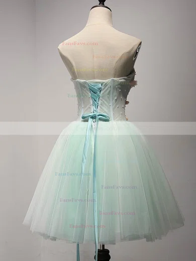 A-line Strapless Tulle Short/Mini Homecoming Dresses With Flower(s) #Favs020110028