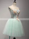 A-line Strapless Tulle Short/Mini Homecoming Dresses With Flower(s) #Favs020110028