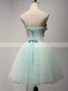 A-line Strapless Tulle Short/Mini Homecoming Dresses With Flower(s) #Favs020110028