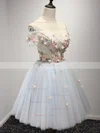 A-line Off-the-shoulder Tulle Short/Mini Homecoming Dresses With Flower(s) #Favs020110029