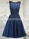 A-line Scoop Neck Tulle Short/Mini Homecoming Dresses With Lace #Favs020110032