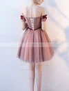 A-line Off-the-shoulder Tulle Short/Mini Homecoming Dresses With Lace #Favs020110033