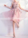 A-line Scoop Neck Tulle Short/Mini Homecoming Dresses With Lace #Favs020110034