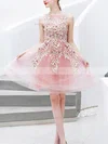 A-line Scoop Neck Tulle Short/Mini Homecoming Dresses With Lace #Favs020110037
