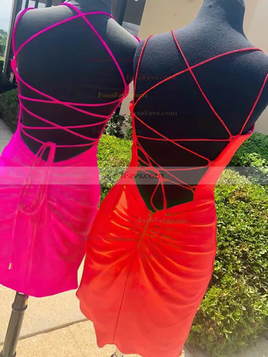 A-line V-neck Silk-like Satin Short/Mini Homecoming Dresses #Favs020110046