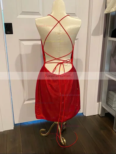 Sheath/Column Scoop Neck Shimmer Crepe Short/Mini Homecoming Dresses #Favs020110051