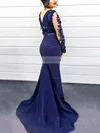 Trumpet/Mermaid Scoop Neck Silk-like Satin Sweep Train Beading Prom Dresses #Favs020104402