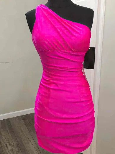 Sheath/Column One Shoulder Silk-like Satin Short/Mini Homecoming Dresses #Favs020110061