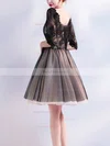 A-line V-neck Lace Tulle Knee-length Homecoming Dresses With Appliques Lace #Favs020110064