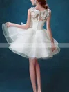 A-line Scoop Neck Organza Short/Mini Homecoming Dresses With Appliques Lace #Favs020110066