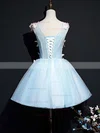 A-line V-neck Organza Short/Mini Homecoming Dresses With Appliques Lace #Favs020110070