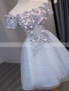 A-line Off-the-shoulder Lace Tulle Short/Mini Homecoming Dresses With Appliques Lace #Favs020110073