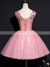 Ball Gown V-neck Lace Tulle Short/Mini Homecoming Dresses With Appliques Lace #Favs020110075