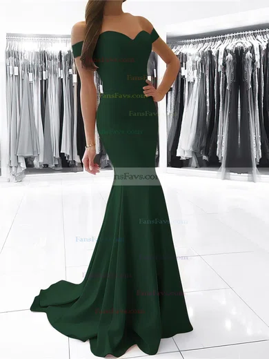 Trumpet/Mermaid Off-the-shoulder Stretch Crepe Sweep Train Sashes / Ribbons Prom Dresses #Favs020105727