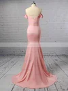 Trumpet/Mermaid Off-the-shoulder Stretch Crepe Sweep Train Sashes / Ribbons Prom Dresses #Favs020105727