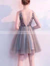 A-line V-neck Tulle Short/Mini Homecoming Dresses With Beading #Favs020110079