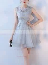 A-line Scoop Neck Lace Organza Short/Mini Homecoming Dresses With Appliques Lace #Favs020110083