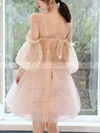 A-line Off-the-shoulder Tulle Short/Mini Homecoming Dresses With Flower(s) #Favs020110086