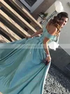 A-line Off-the-shoulder Satin Sweep Train Split Front Prom Dresses #Favs020105733