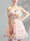 A-line V-neck Tulle Short/Mini Homecoming Dresses With Flower(s) #Favs020110087