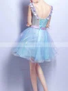 A-line V-neck Organza Short/Mini Homecoming Dresses With Flower(s) #Favs020110095