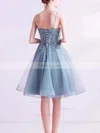 A-line V-neck Lace Tulle Short/Mini Homecoming Dresses With Appliques Lace #Favs020110105