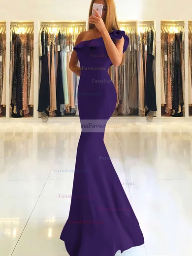 Trumpet/Mermaid One Shoulder Stretch Crepe Floor-length Ruffles Prom Dresses #Favs020105742