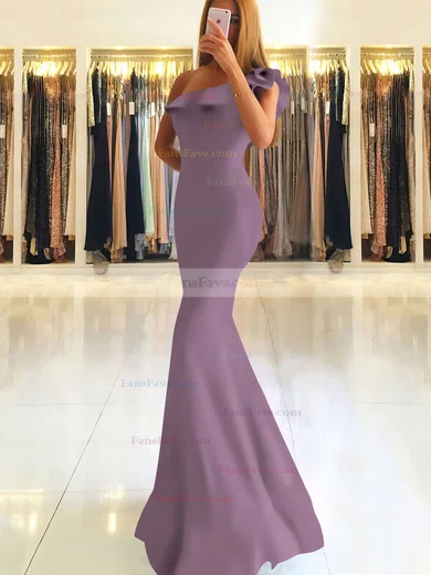 Trumpet/Mermaid One Shoulder Stretch Crepe Floor-length Ruffles Prom Dresses #Favs020105742