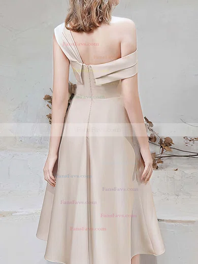 A-line One Shoulder Silk-like Satin Tea-length Homecoming Dresses #Favs020110113