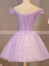 A-line Off-the-shoulder Lace Tulle Short/Mini Homecoming Dresses With Appliques Lace #Favs020110117